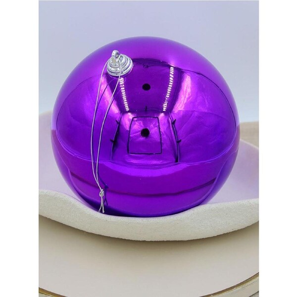PURPLE 200mm Christmas Baubles Gloss 4 Pack