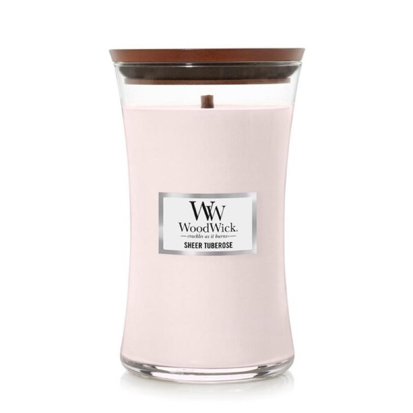 WoodWick 609g Scented Home Fragrance Soy Wax Candle Sheer Tuberose Large Pink