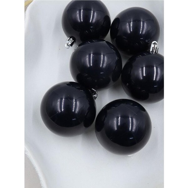 Black Christmas Baubles 80mm Pearl Packs