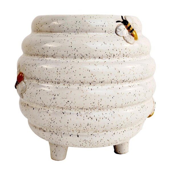 Urban 15cm Ceramic Beehive Planter Plant Pot Home/Garden Decor Small White/Sand