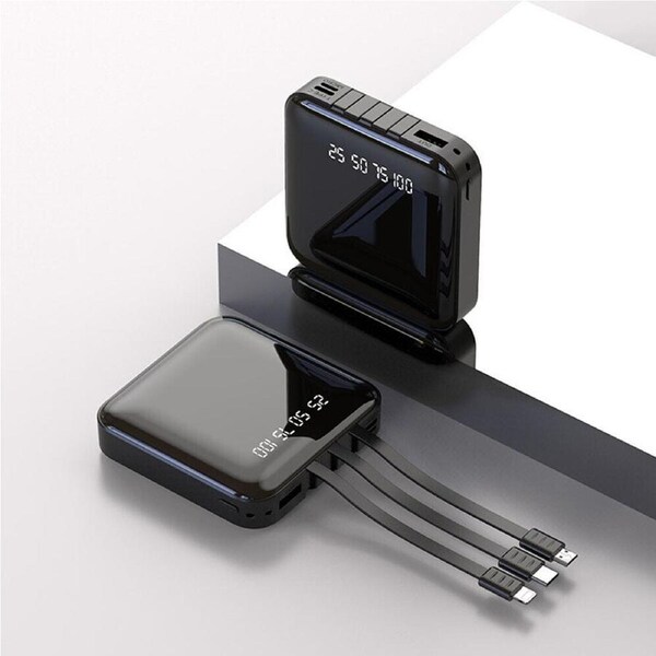 Mini Portable 10000mAh Power Bank USB Pack LED Battery Charger, Universal Power Bank Charger with Multiple Outputs with Lighting