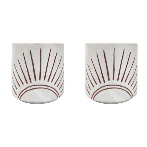 2x Urban Kian Sun 12.5cm Ceramic Planter Outdoor Garden Plant Pot Small White