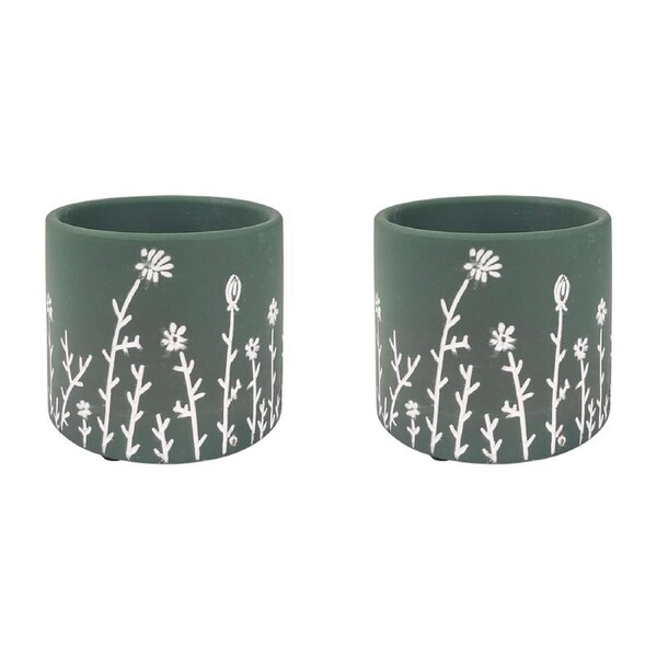 2x Urban Riya 10.5cm Ceramic Flower/Plant Pot Planter Garden Decor Small Green