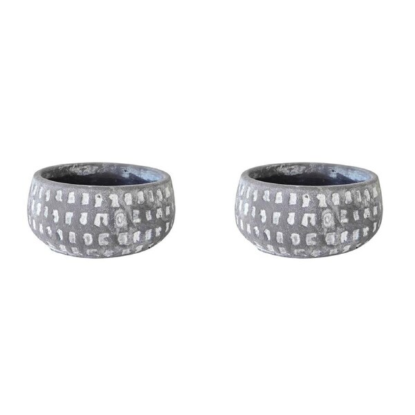 2x Urban Leah Round 17cm Concrete Planter Outdoor Garden Plant Pot Medium Black