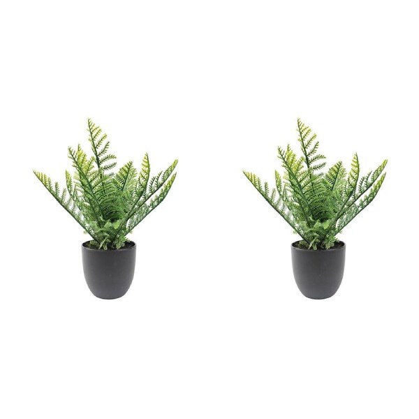 2x Urban Fern 29cm Artificial Potted Faux Plant Plastic Indoor Home Decor GRN