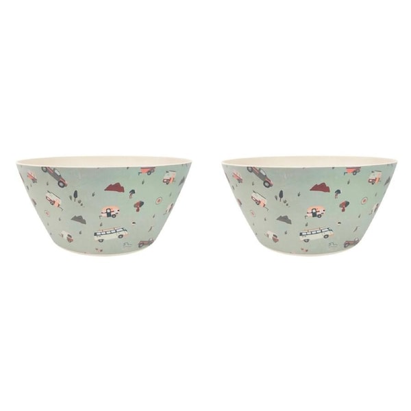 2x Urban Nomad 25cm Bamboo Fibre Salad Bowl Round Kitchen Food Dinnerware Sage