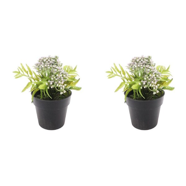 2x Urban 17cm Mini Berry Bush Artificial Plant Fake/Faux Indoor Home Decor Lilac