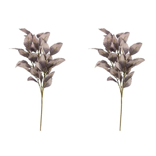 2x Urban Dried Look Flower 70cm Artificial Gum Leaves Stem Plastic Decor Maroon