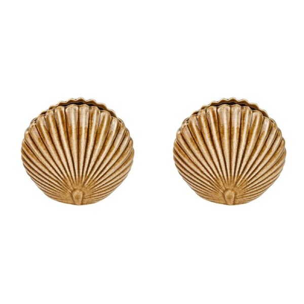2x Urban Amari Fan Palm 13cm Ceramic Flower Vase Decor Display Small Caramel