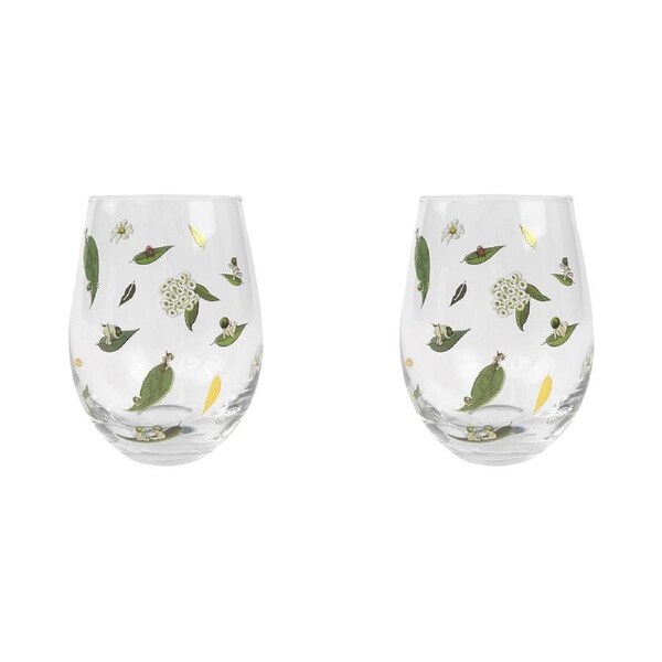 2x Urban 12cm May Gibbs Wine Glass Stemless Drinking Cup Drinkware Tumbler Green