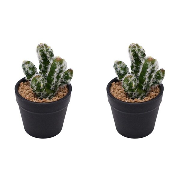 2x Urban Potted Artificial 12cm Cactus Plant Faux Indoor Home Decor Green