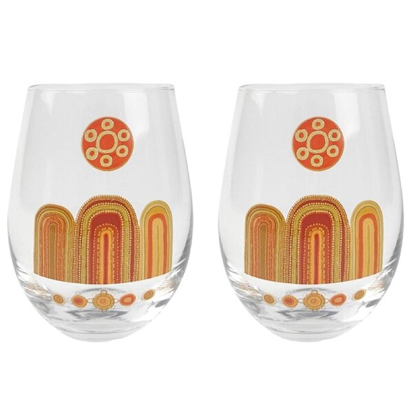 2x Urban 12cm ES Evening Star Wine Glass Stemless Drinkware Drinking Cup Orange