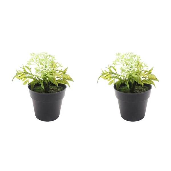 2x Urban 17cm Mini Berry Bush Artificial Plant Fake/Faux Indoor Home Decor White