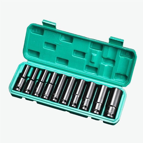 10Pcs 8-24Mm 1/2 inch Drive Deep Impact Socket Set Heavy Metric Garage Tool