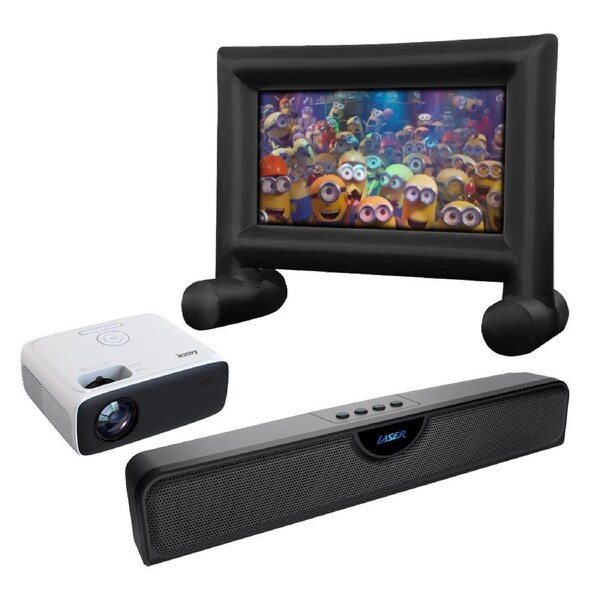 Laser Full HD Outdoor Cinema Experience with Bluetooth Soundbar and 144-inch Inflatable Screen