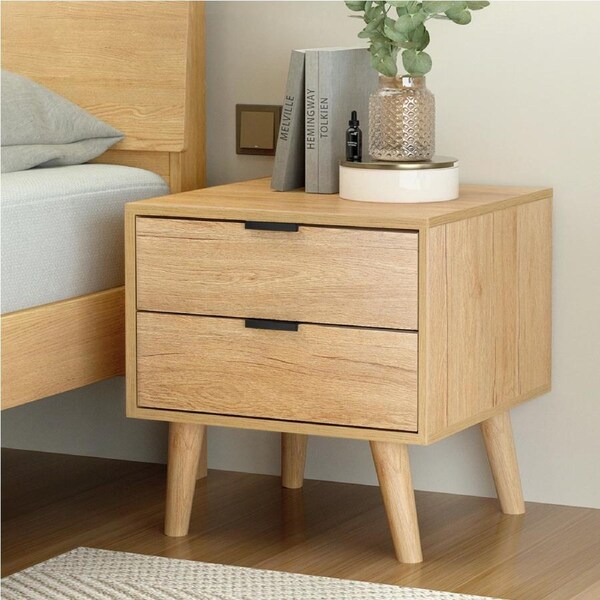 Artiss Bedside Table 2 Drawers Side Table Nightstand Pine