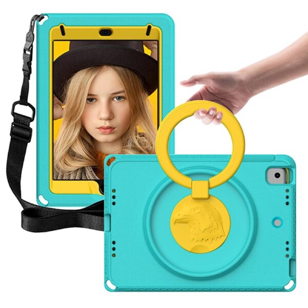 ZUSLAB iPad 5 Case with Screen Protector Hybrid Shockproof Rugged Cover Handle Grip Kickstand Strap Holder for Apple 9.7 inch (2017) - Green