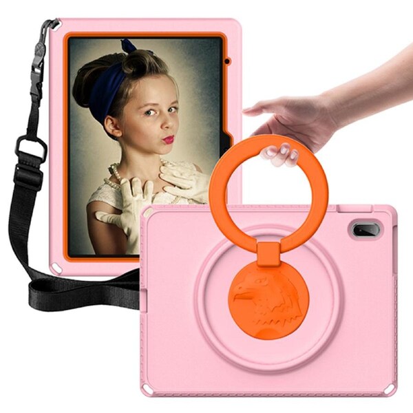 ZUSLAB iPad 10 Case with Screen Protector Hybrid Shockproof Rugged Cover Handle Grip Kickstand Strap Holder for Apple 10.9 inch (2022) - Pink