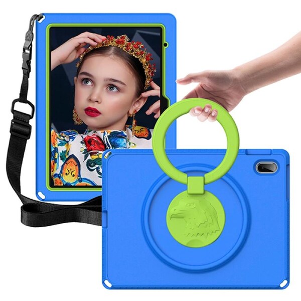ZUSLAB iPad 10 Case with Screen Protector Hybrid Shockproof Rugged Cover Handle Grip Kickstand Strap Holder for Apple 10.9 inch (2022) - Blue
