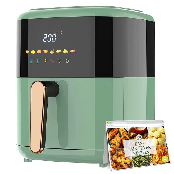Advwin 6L Air Fryer, Oil-Less Healthy Electric Cooker Kitchen Oven - 8 Preset Set & LED Touch Digital Screen - Green Electric Air Fryer