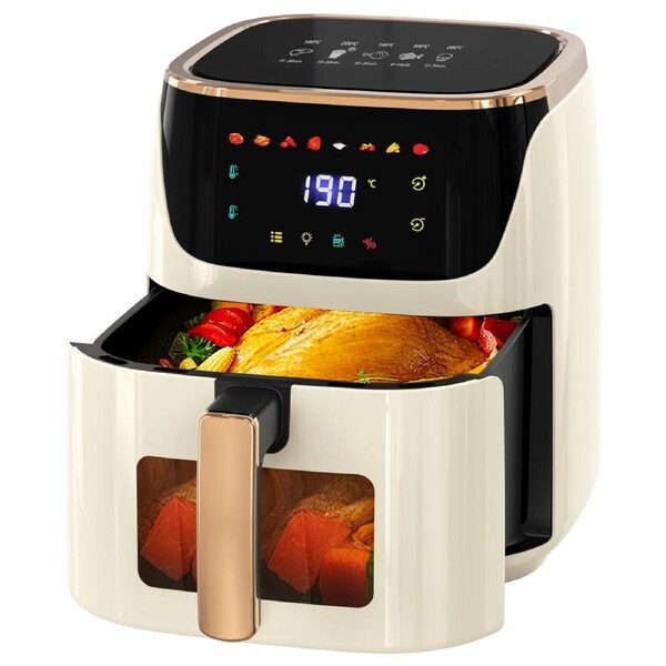 Advwin 8L Digital XXL Air Fryer, Oil-Less Air Fryer, 8 Presets Healthy Electric Cooker LED Touch Digita Screen Kitchen Oven - Nonstick Beige Air Fryer