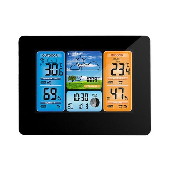 LCD Digital Indoor And Outdoor Wireless Weather Station Clock Calendar Thermometer