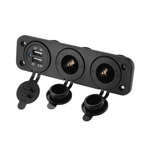 Dual USB Charger Power Socket Plug Panel Car Boat Voltmeter Outlet