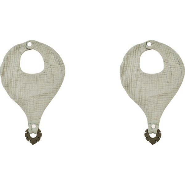 2x Urban Bubsy 20x28cm Cotton Bib w/ Silicone Teether Baby/Infant Feeding Sage