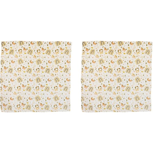 2x Urban Unicorn 80x80cm Cotton Muslin Blanket Baby Nursery Bedding Pink/Mustard