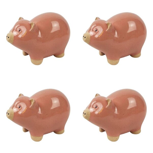 4x Urban 9cm Ceramic Pig Pot Planter Hanger Figurine Garden Decor Ornament Pink