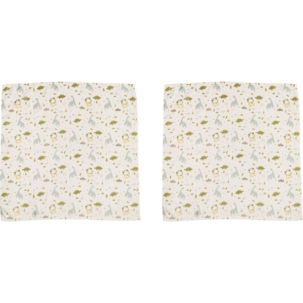 2x Urban Dinosaur 80x80cm Cotton Muslin Blanket Baby Nursery Bedding Blue & Sage
