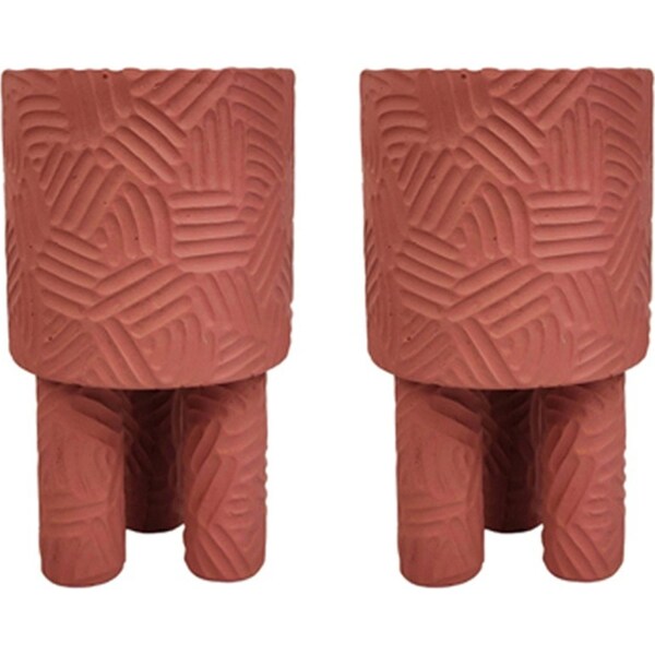 2x Urban Enola 21cm Concrete Tall Planter Flower/Plant Pot w/Legs Home Decor PNK