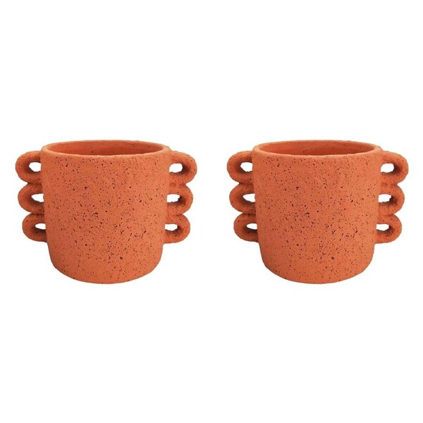 2x Urban Dayze 16.5cm Concrete Planter Flower/Plant Pot Home Decor Medium Sienna