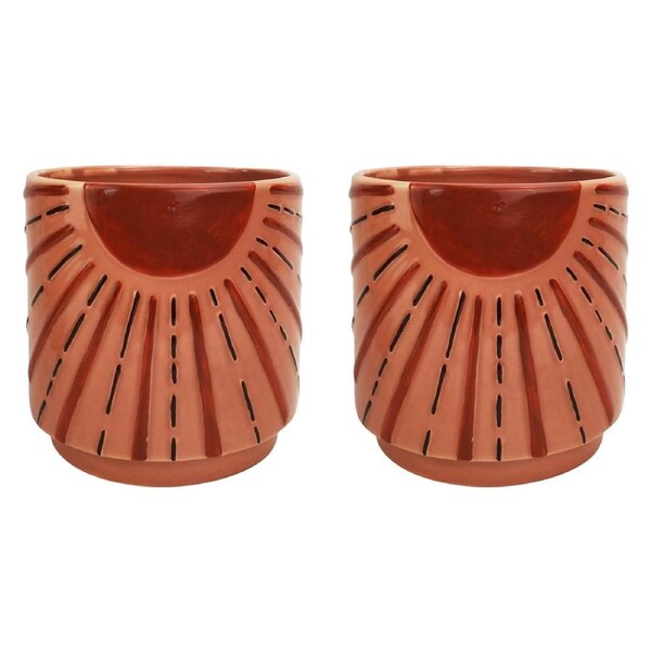 2x Urban Sunshine 17cm Ceramic Planter Flower/Plant Pot Home Decor Medium Pink