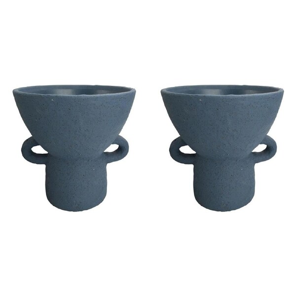 2x Urban Dayze 25.5cm Concrete Tall Planter Flower/Plant Pot Decor Lrg Sapphire