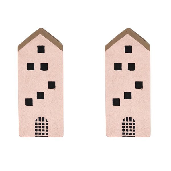 2x Urban Jonah House 11x24cm Concrete Tall Planter Flower/Plant Pot Decor Pink