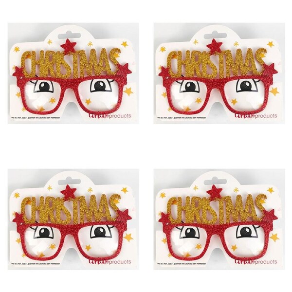 4x Urban 15cm Plastic/Metal Christmas Eye Glasses Party Costume Toy Kids 3y+ Red