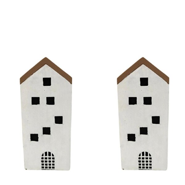 2x Urban Jonah House 24cm Concrete Tall Planter Flower/Plant Pot Home Decor WHT