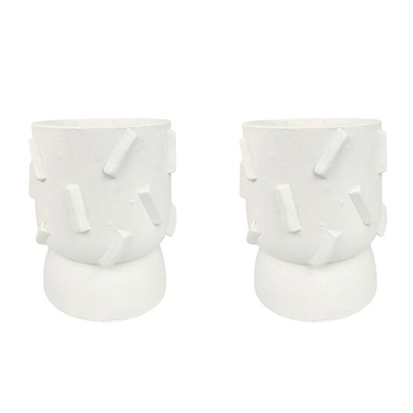 2x Urban Felix 18cm Concrete Planter Flower/Plant Pot Home Decor Medium White