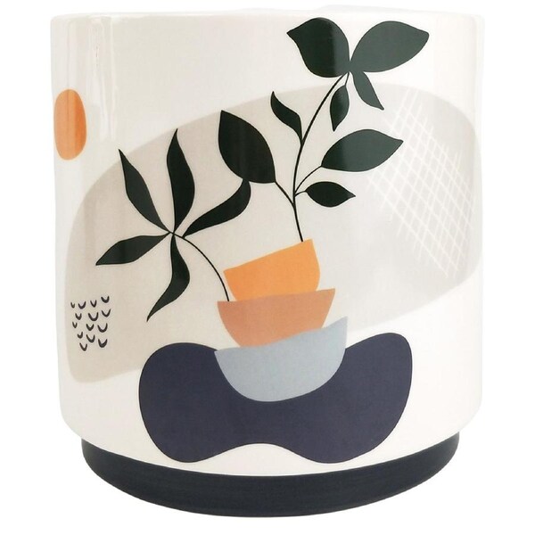 Urban Marziah Abstract Foliage 19cm Ceramic Planter Flower Pot Large Pink/Blue