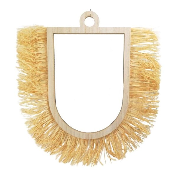 Urban Kiana Fringe 68cm Mirror Vanity Wall Hanging Bedroom/Home Decor Natural