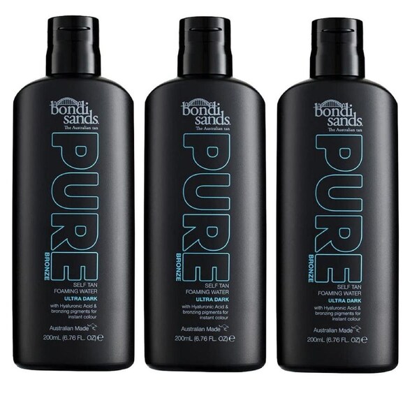 3x Bondi Sands Pure Bronze Self Tan Foaming Water Ultra Dark 200mL