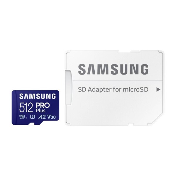 Samsung 512GB Micro SDXC Pro Plus Memory Card with Adaptor - 180MB/s