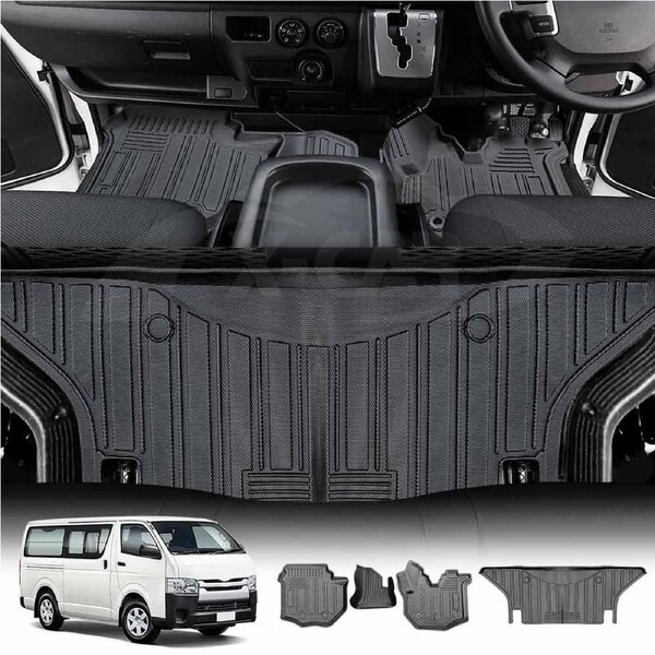 3D Floor Mats for Toyota Hiace LWB Van 2005-2018 Heavy Duty All Weather Car Mats Carpet Liner Set