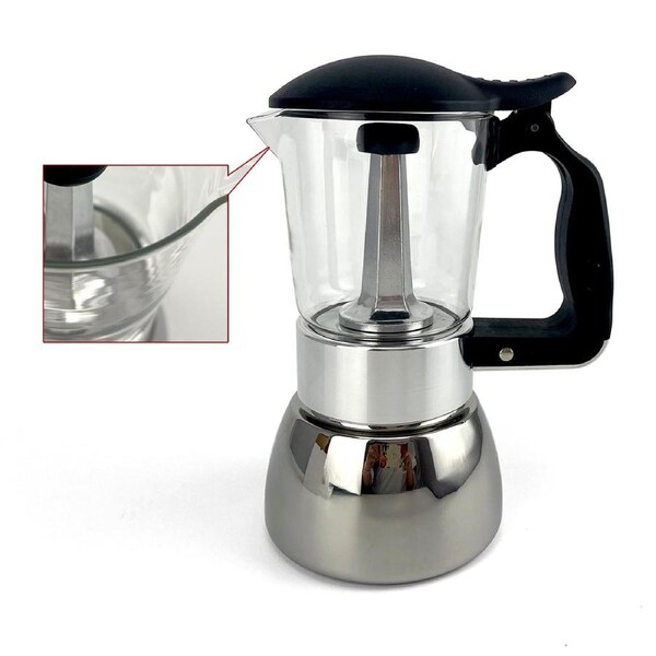 Mornest Borosilicate Glass Stainless Steel Moka Pot Coffee Maker Italian Espresso AU