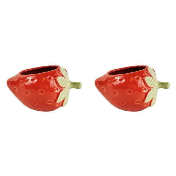 2x Urban 14cm Ceramic Strawberry Planter Plant/Flower Pot Home/Garden Decor Red
