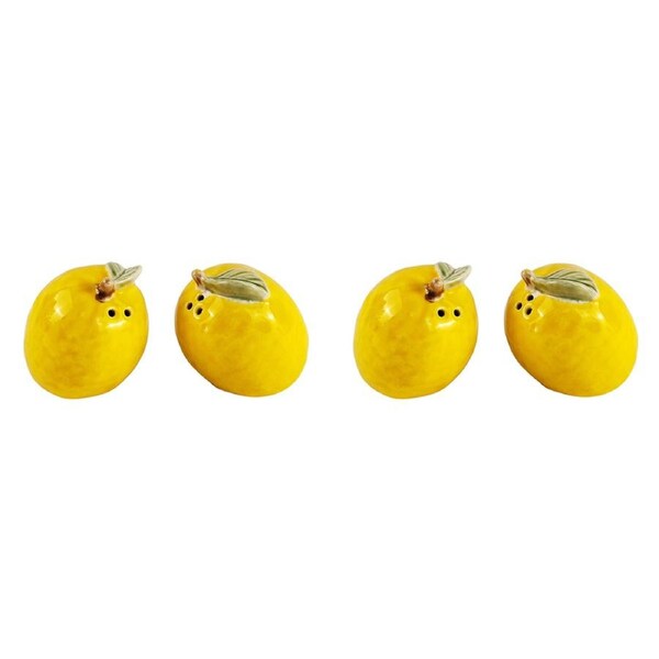 2x 2pc Urban 5.5cm Ceramic Lemon Salt & Pepper Shaker Condiment Dispenser Yellow