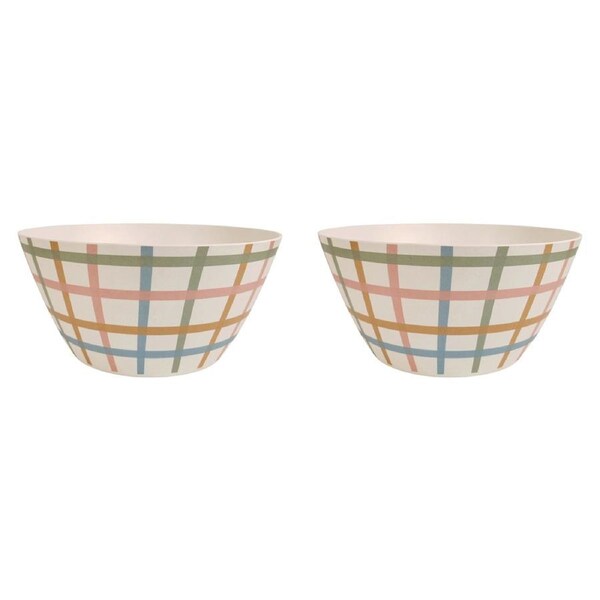 2x Urban Maldon Check Bamboo Fibre Salad Bowl Kitchen Food Serving Dinnerware