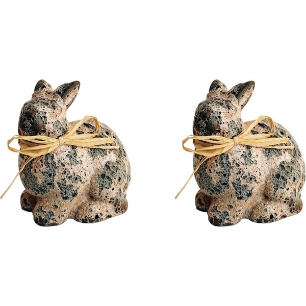2x Urban 10cm Delphi Bunny Garden Ornament Home Decor Animal Statue Display Grey