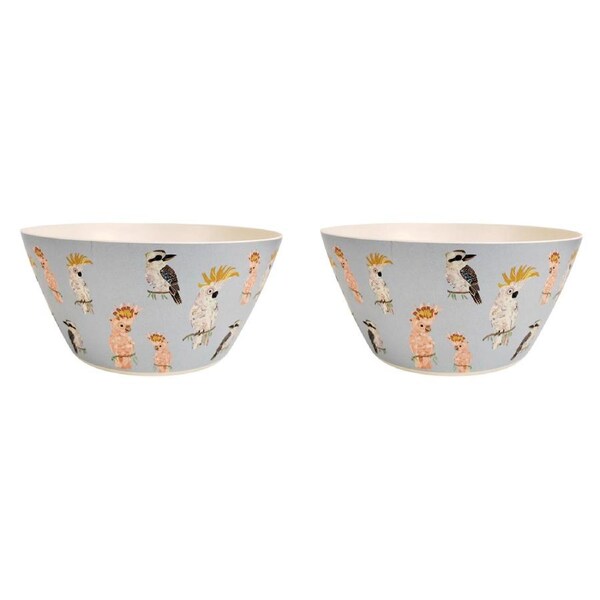 2x Urban FB Aus Birds 25cm Bamboo Fibre Salad Bowl Kitchen Serving Dinnerware